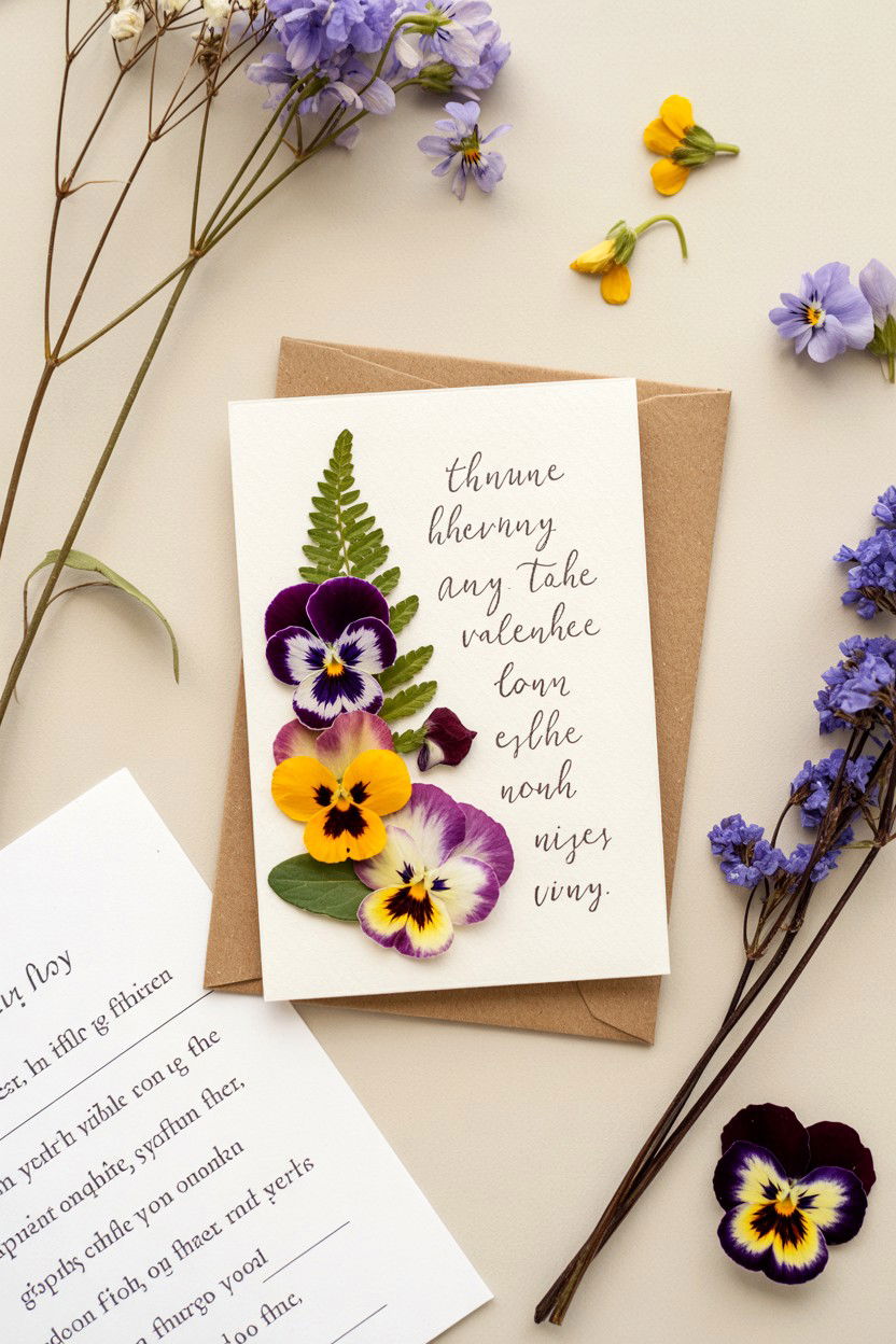 Pressed Flower Valentine Card - 25 Valentine's Day Dried Flower Ideas