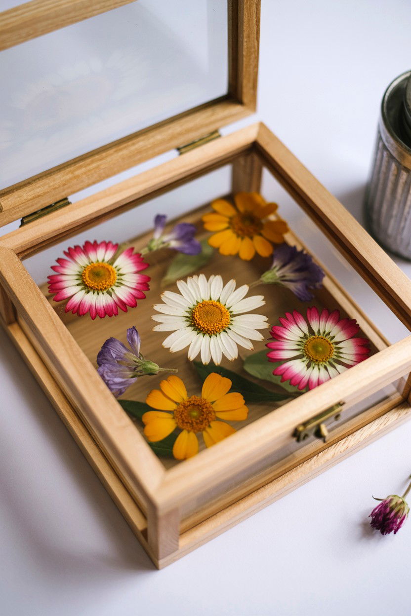 Pressed flower box - 25 Valentine's Day Memory Box Ideas