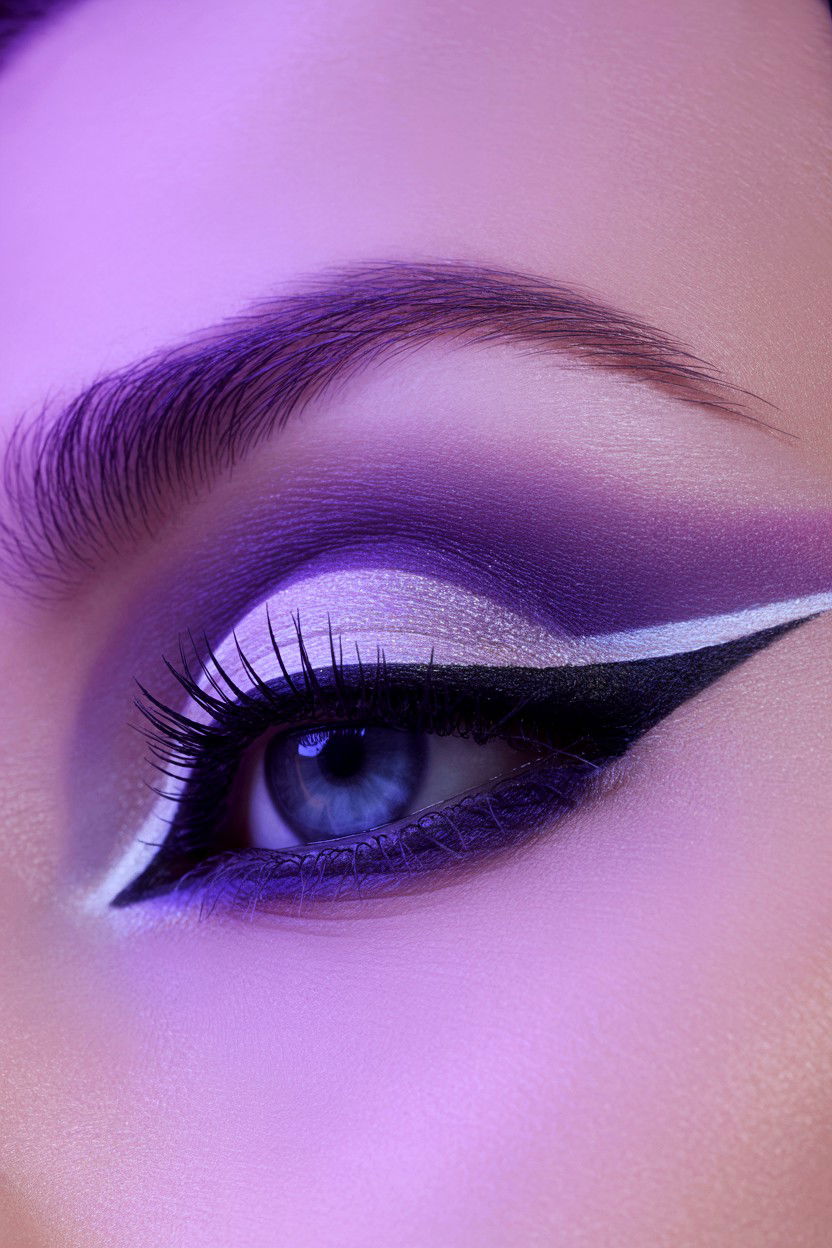 Purple Cut Crease - 25 Cut Crease Valentine's Day Makeup Ideas