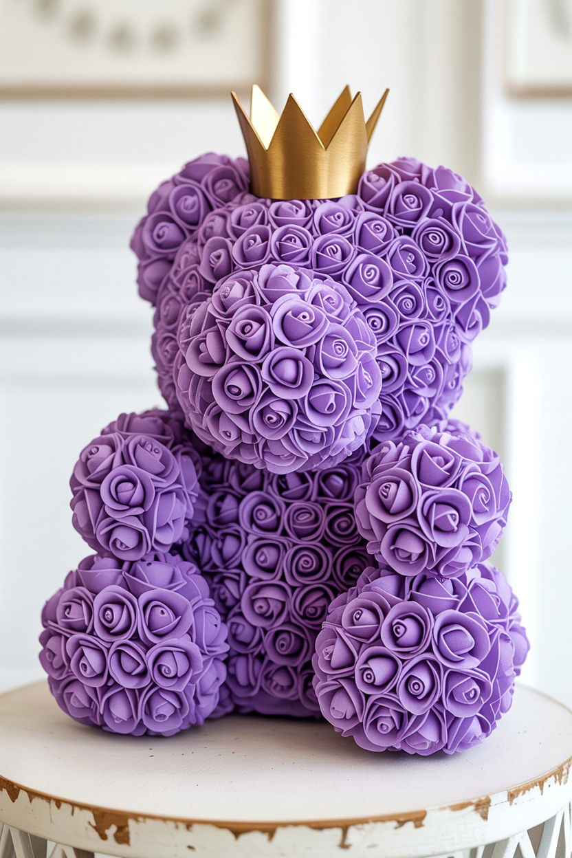 Purple Rose Bear - 25 Valentine's Day Rose Bear Ideas
