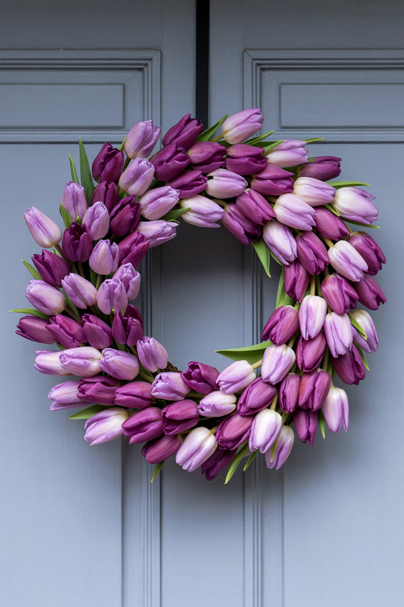 Purple Tulip Wreath - 25 Tulip Valentine's Day Wreath Ideas