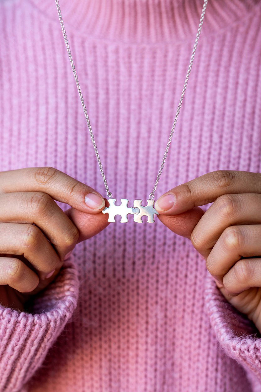 Puzzle Piece Necklace For Couples - 25 Valentine's Day Puzzle Photo Ideas