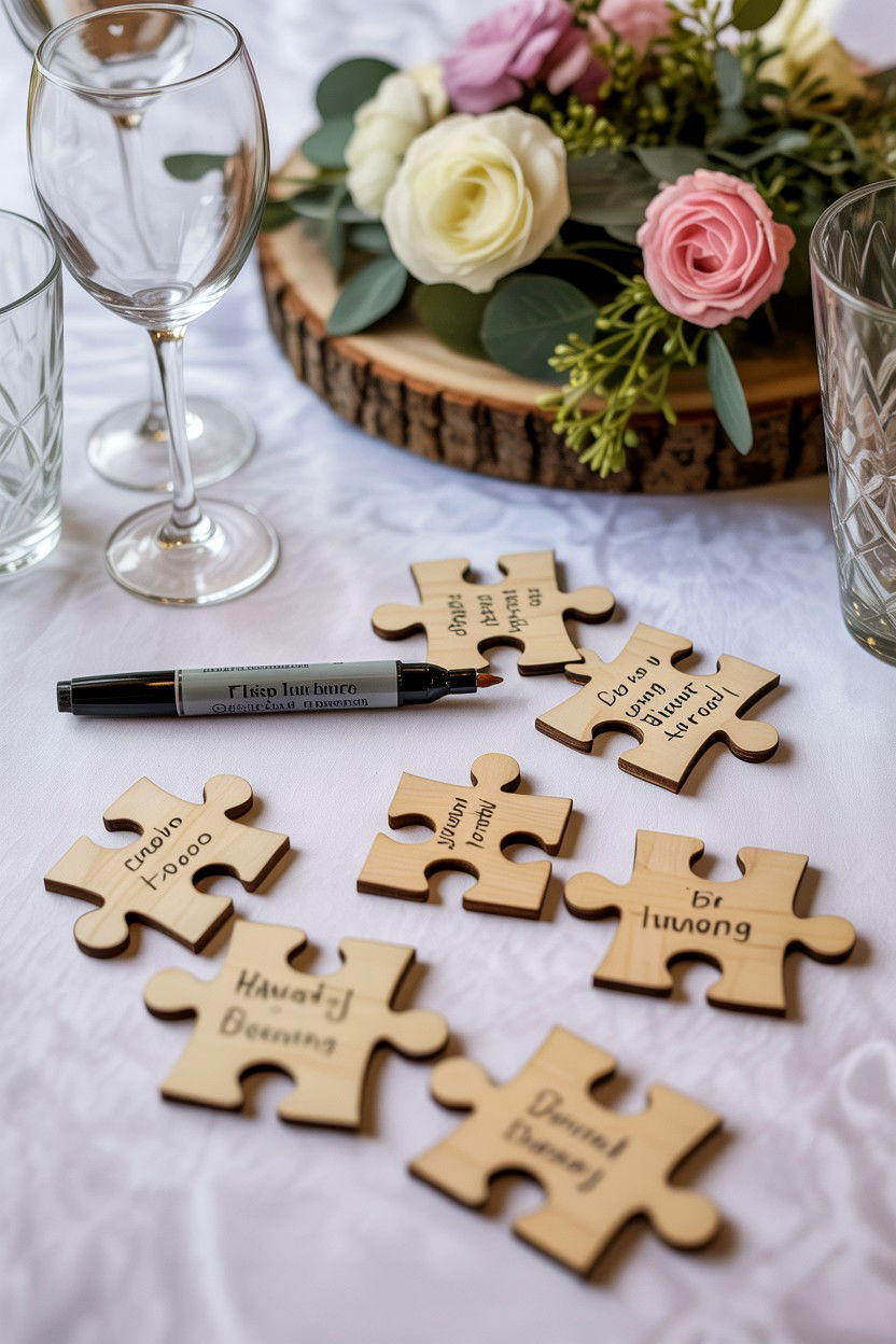 Puzzle Piece Wedding Guest Book - 25 Valentine's Day Puzzle Photo Ideas