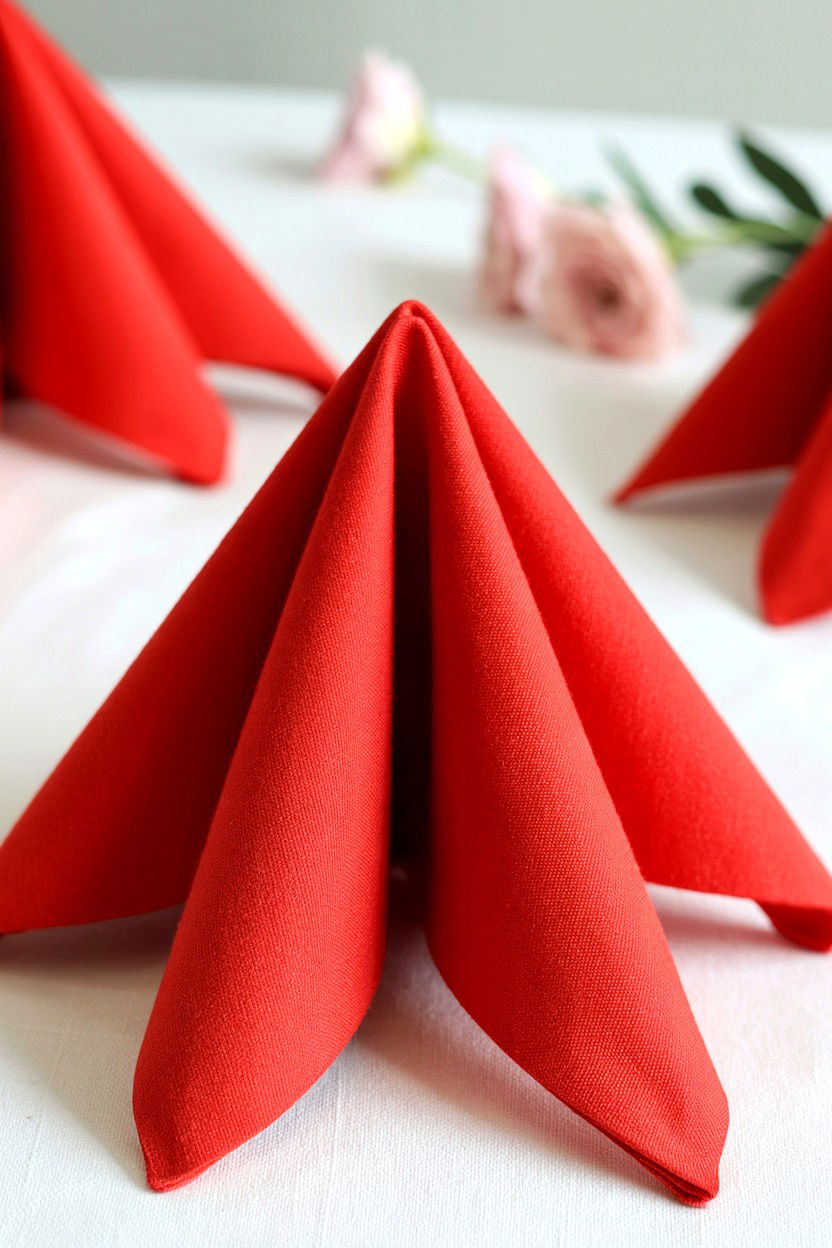 Pyramid Napkin Fold - 25 Valentine's Day Napkin Folding Ideas