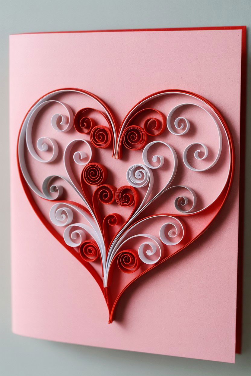 Quilled Paper Art Card - 25 Valentine's Day Card Ideas for Girlfriend