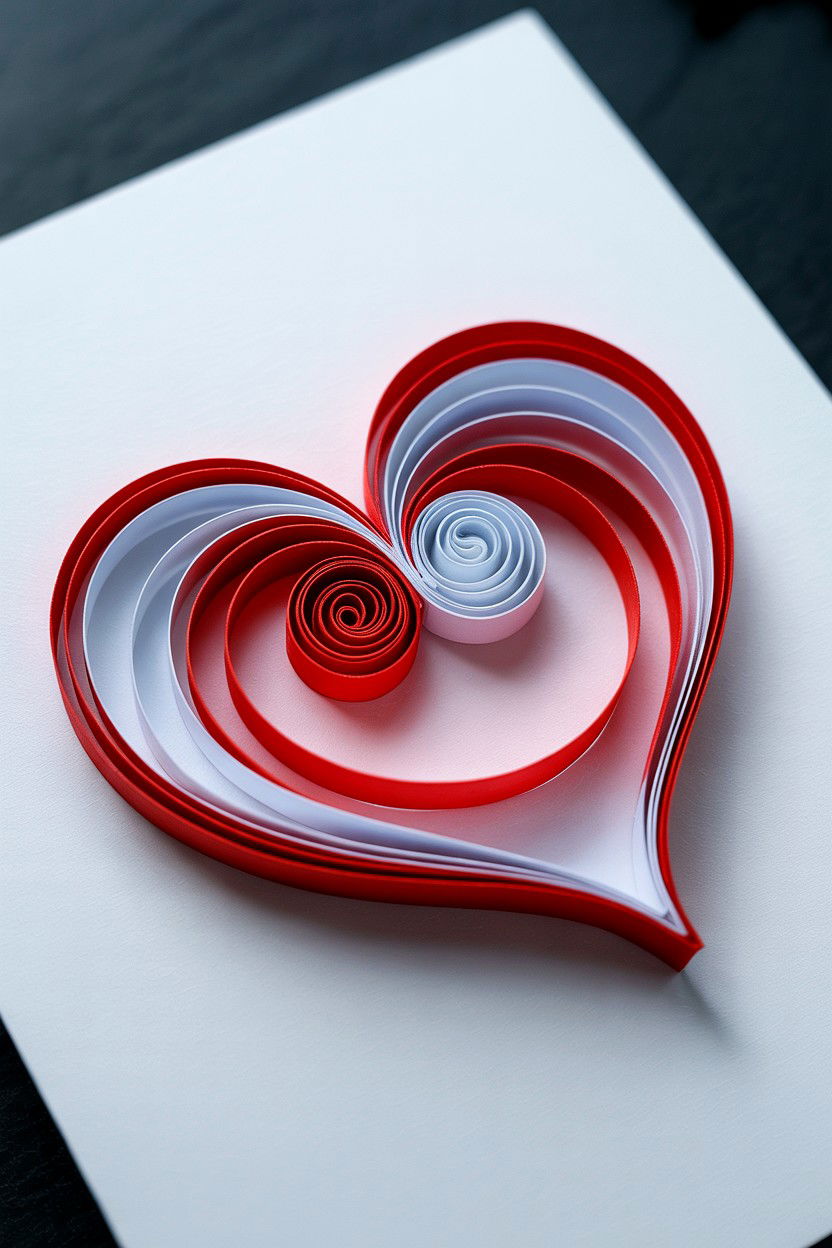 Quilled Paper Card - 25 Layered Valentine's Day Card Ideas