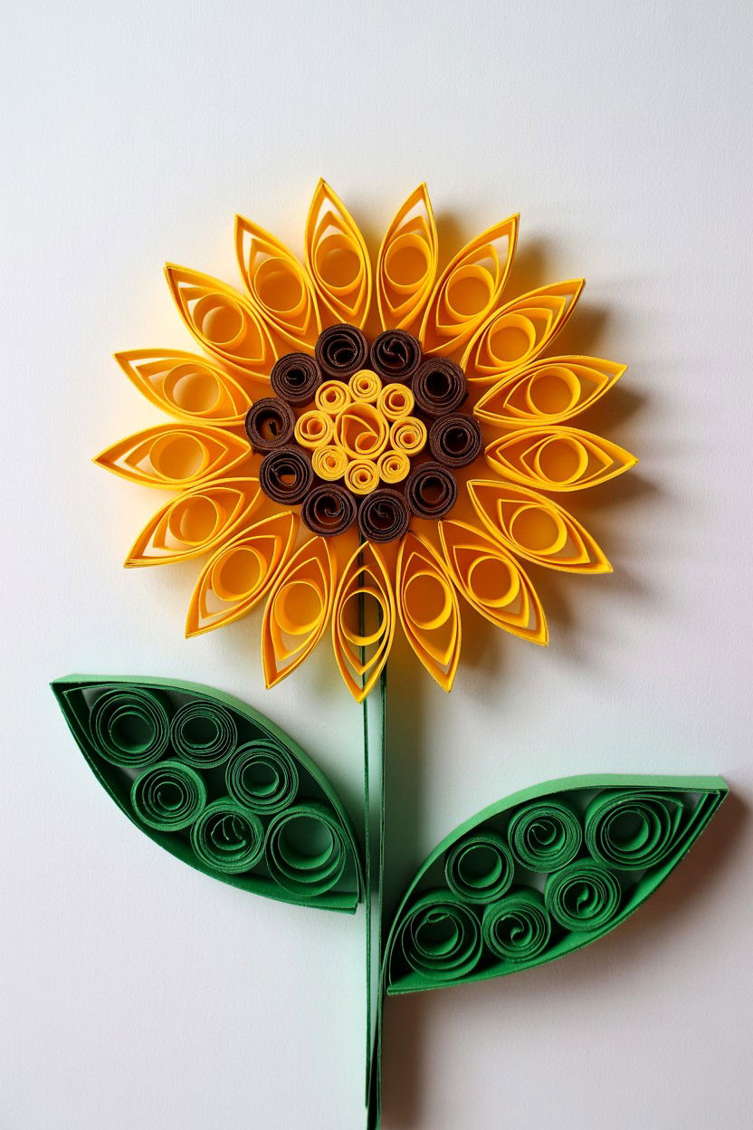 Quilled Paper Sunflower - 25 Valentine's Day Paper Flower Ideas