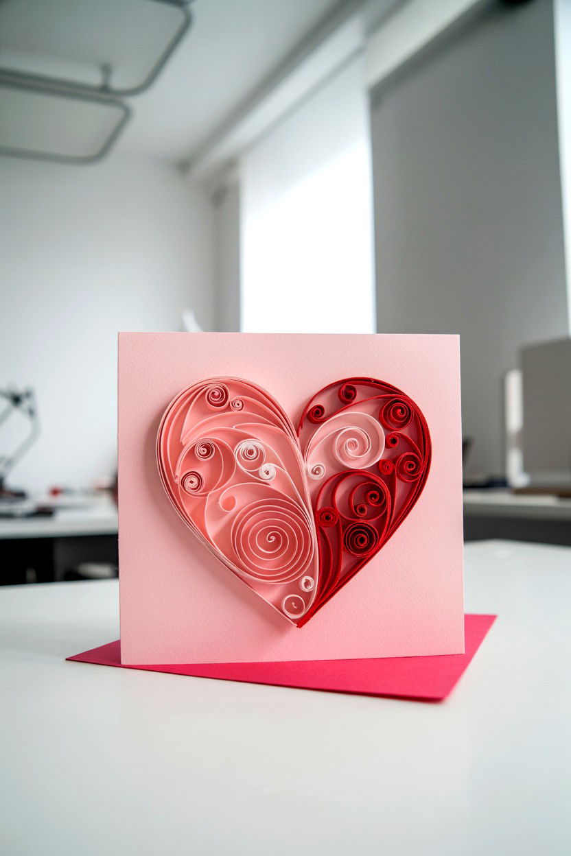Quilled paper valentine card - 25 Cute Valentine's Day Card Ideas