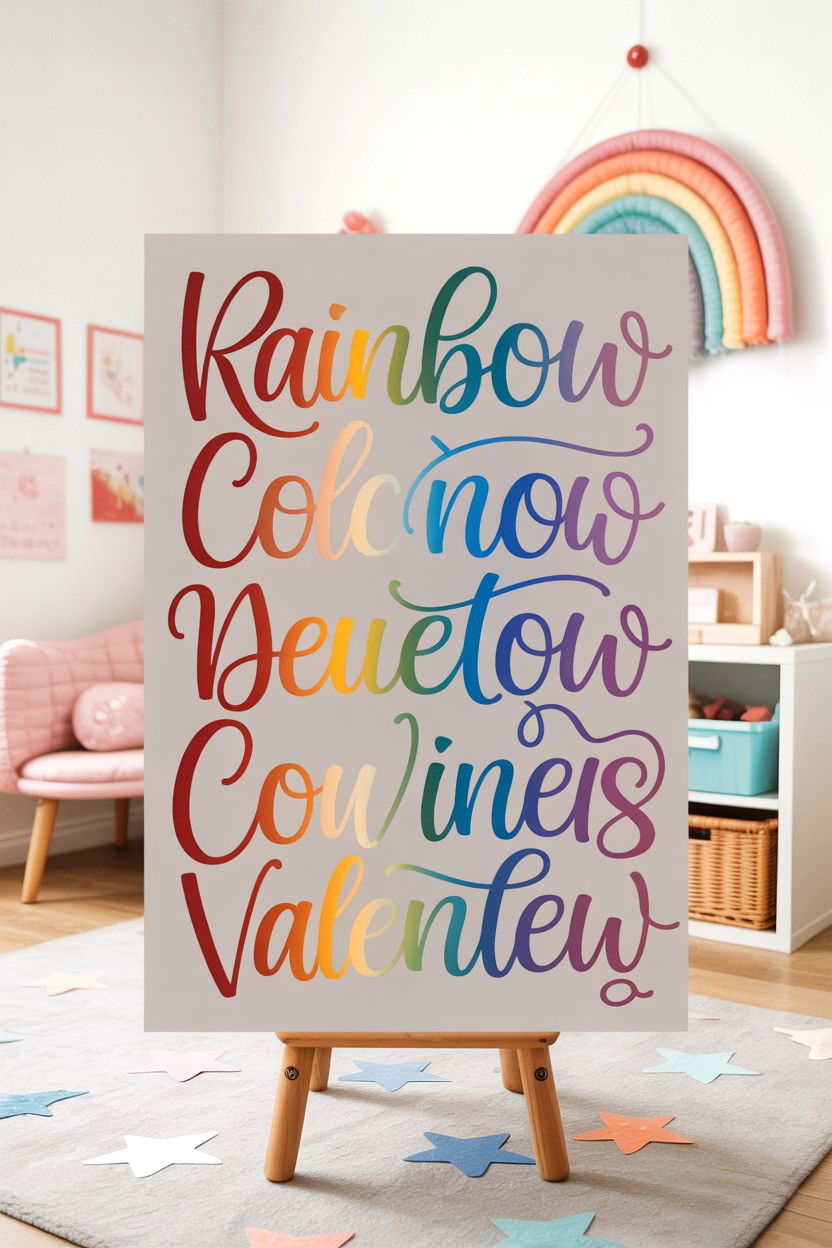 Rainbow Calligraphy Valentine - 25 Calligraphy Valentine's Day Card Ideas