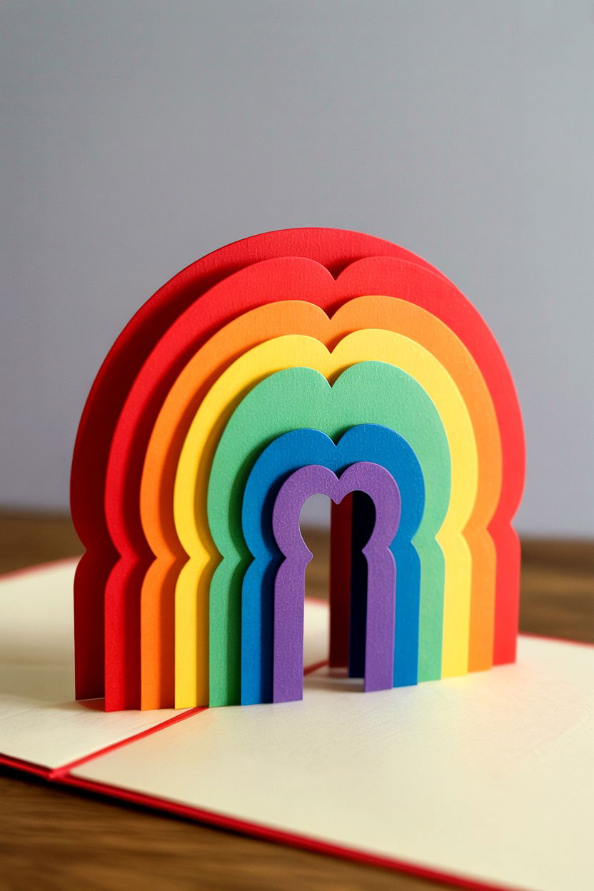 Rainbow Heart Arch - 25 Pop Up Valentine's Day Card Ideas