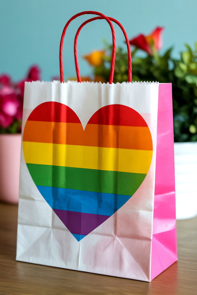 Rainbow Heart Bag - 25 Valentine's Day Treat Bag Ideas