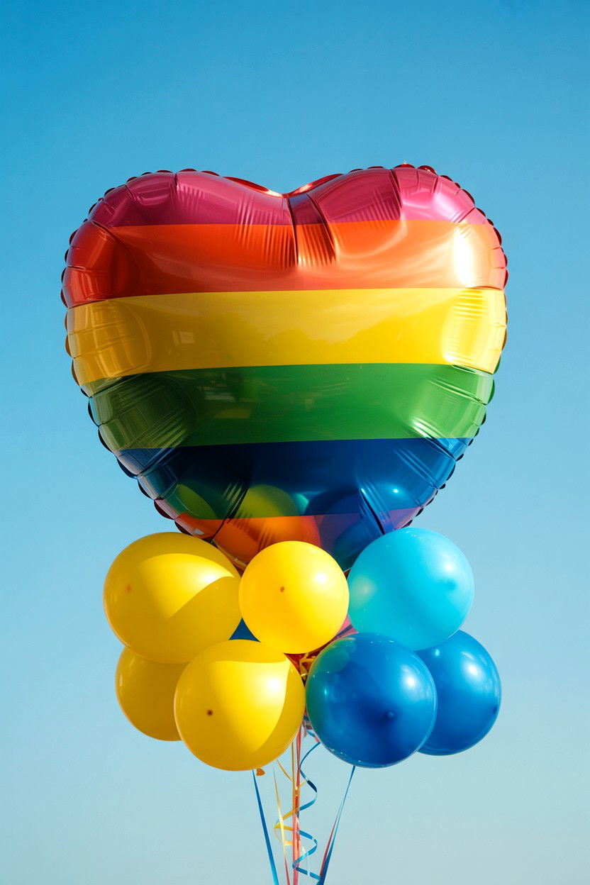 Rainbow Heart Balloon - 25 Valentine's Day Foil Balloon Ideas