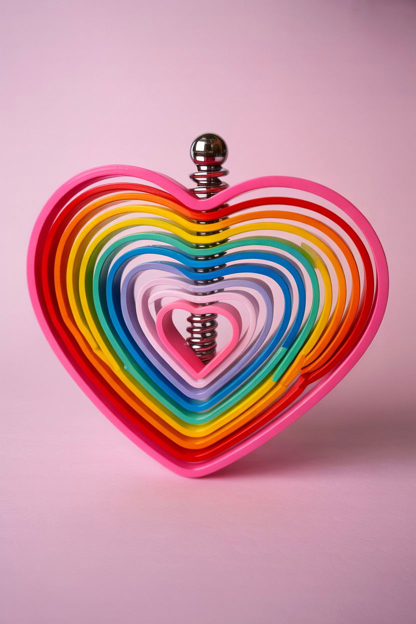 Rainbow Heart Kinetic Spinner - 25 Valentine's Day Wind Spinner Ideas