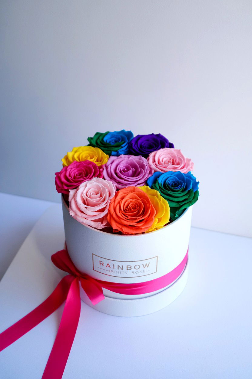 Rainbow Infinity Rose Box - 25 Valentine's Day Infinity Rose Ideas