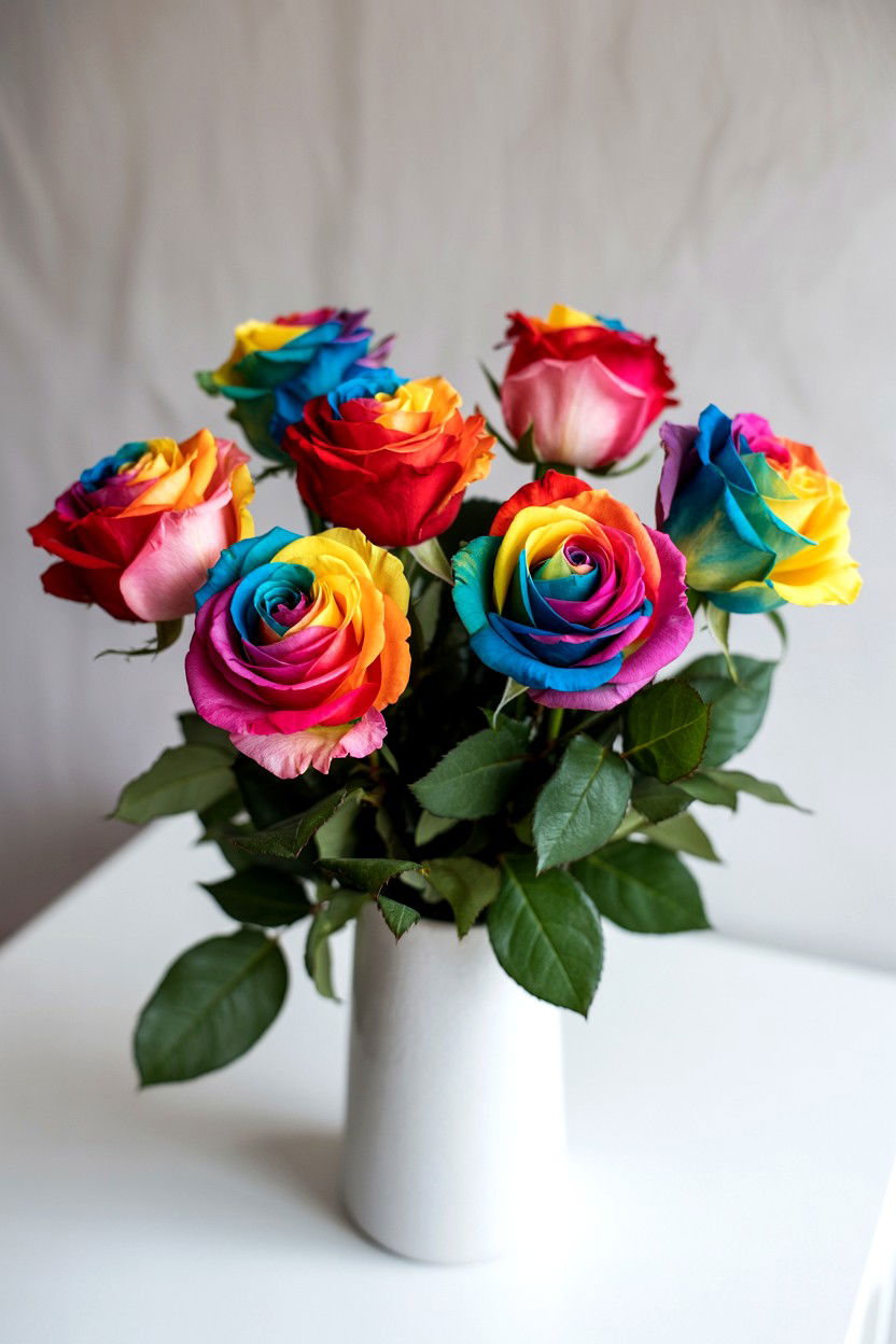 Rainbow Rose Bouquet - 25 Valentine's Day Flower Delivery Ideas