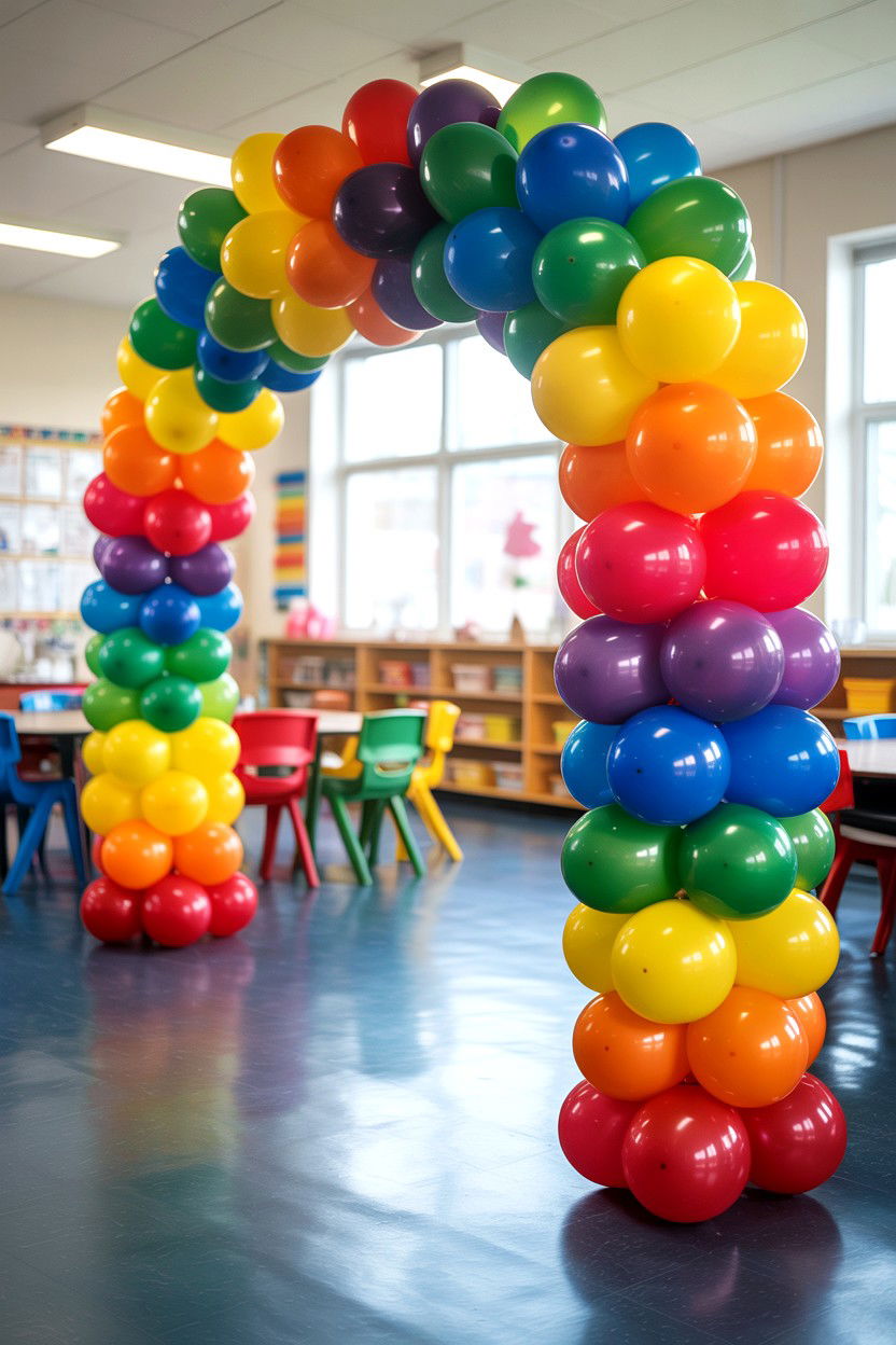 Rainbow balloon garland - 25 Valentine's Day Balloon Garland Ideas