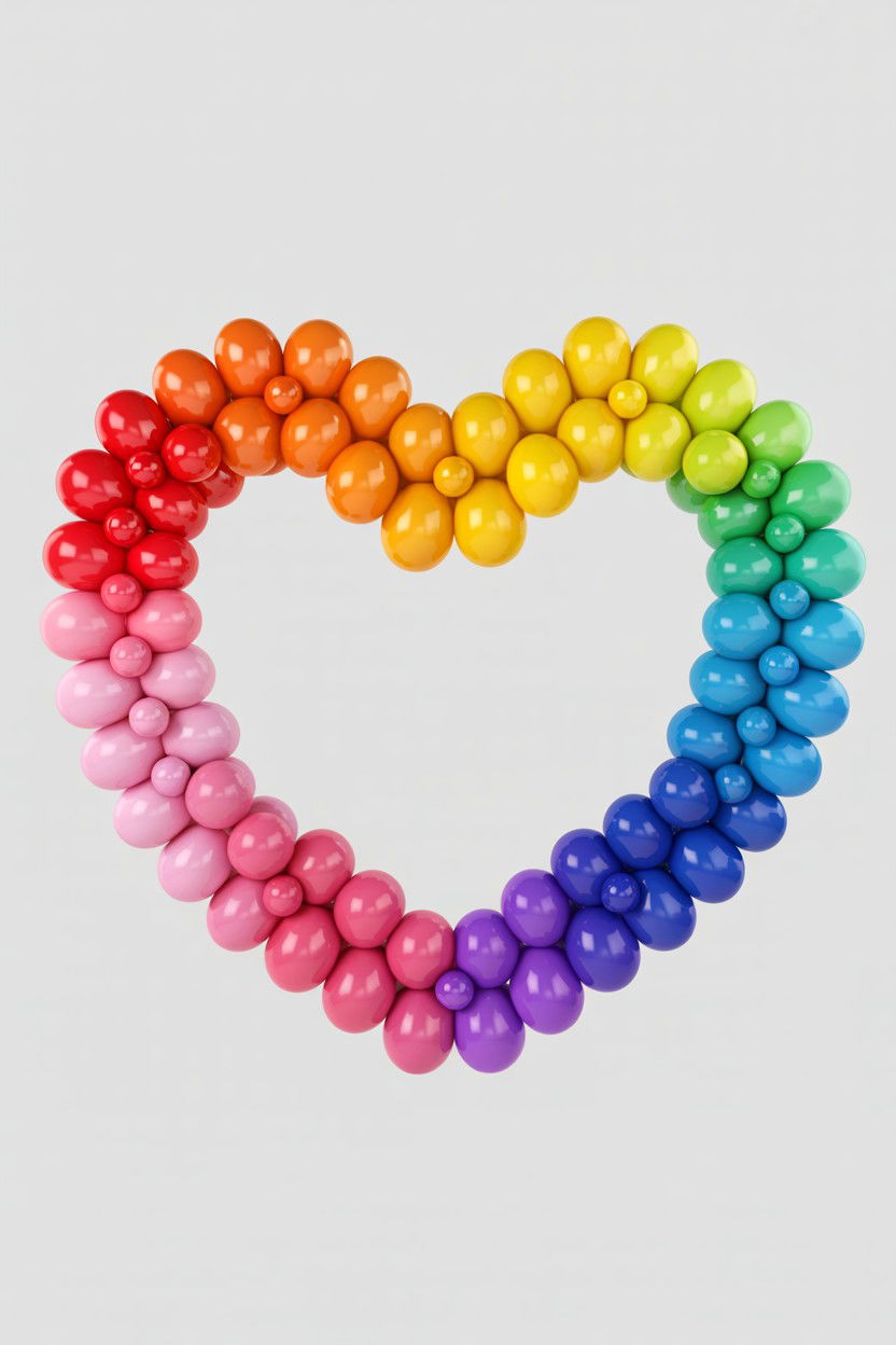 Rainbow heart balloon arch - 25 Valentine's Day Balloon Arch Ideas