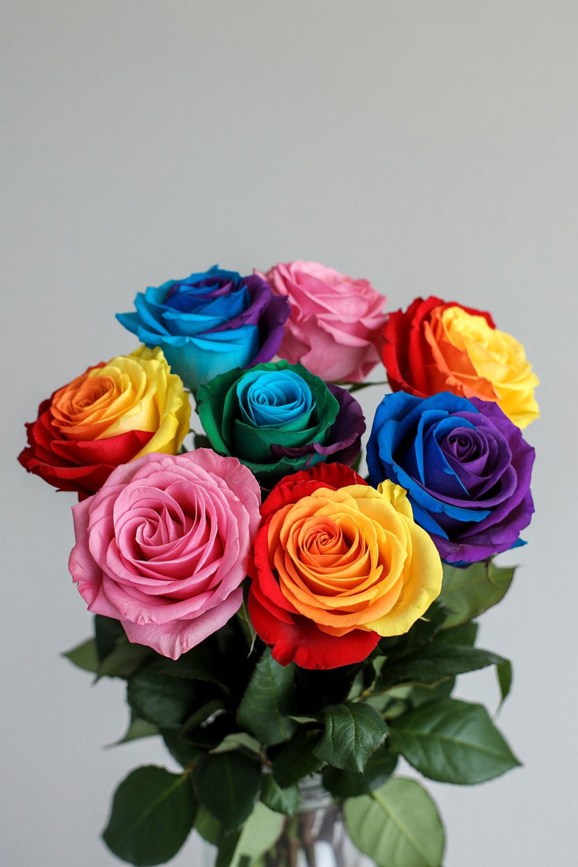 Rainbow rose arrangement - 25 Valentine's Day Bouquet Ideas
