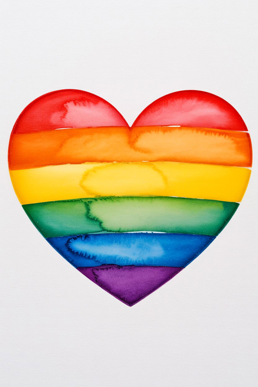 Rainbow watercolor heart card - 25 Watercolor Valentine's Day Card Ideas