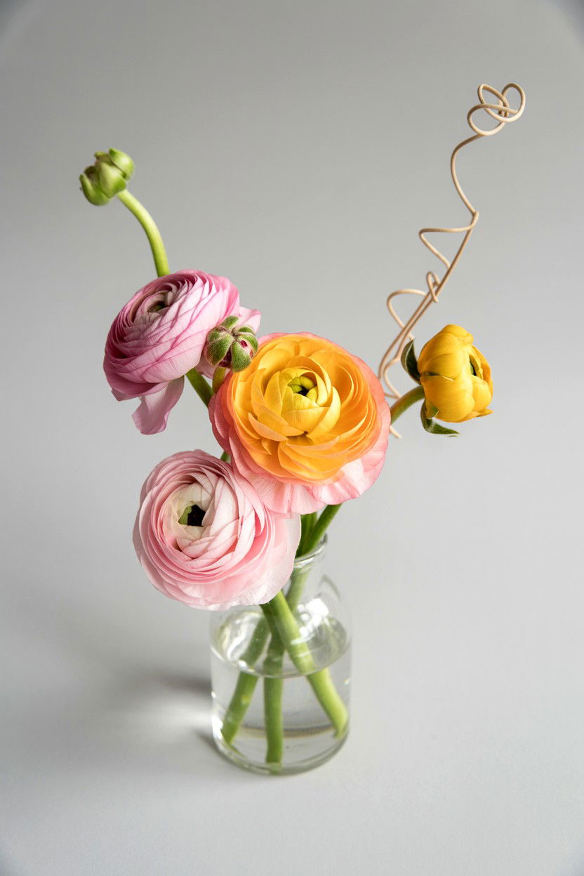 Ranunculus Flower Vase - 25 Valentine's Day Flower Arrangement Ideas