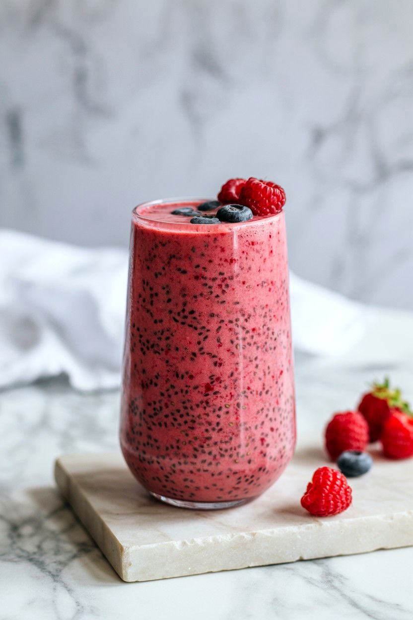 Raspberry Chia Seed Smoothie - 25 Valentine's Day Smoothie Recipes