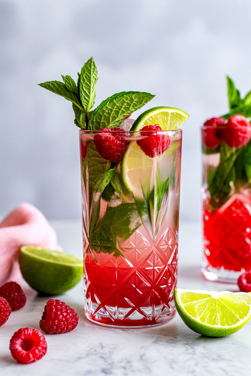 Raspberry Rum Mojito - 25 Valentine's Day Rum Cocktails