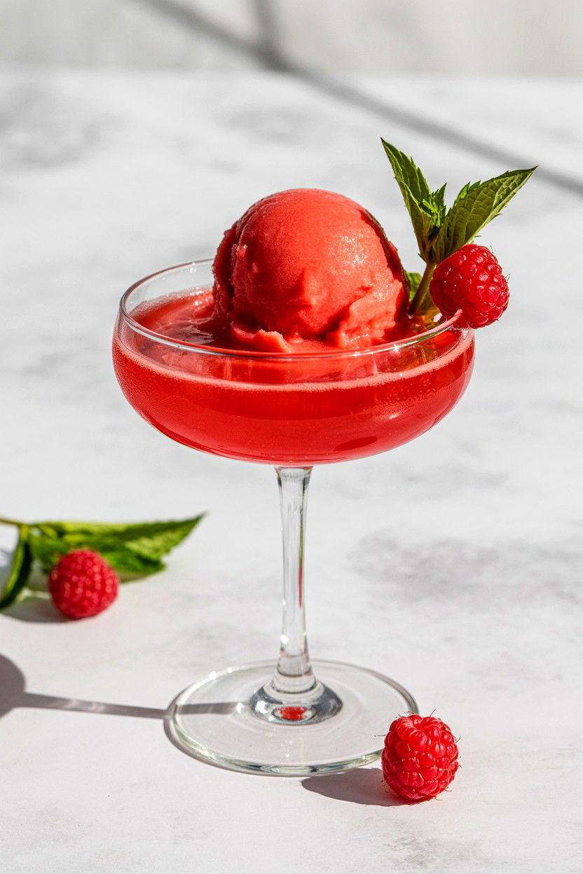 Raspberry Sorbet Mocktail - 25 Valentine's Day Mocktail Ideas