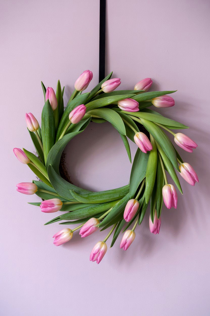 Real Tulip Wreath For Indoors - 25 Tulip Valentine's Day Wreath Ideas