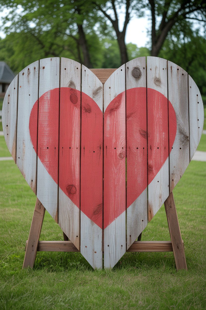 Reclaimed Wood Heart - 25 Rustic Valentine's Day Sign Ideas