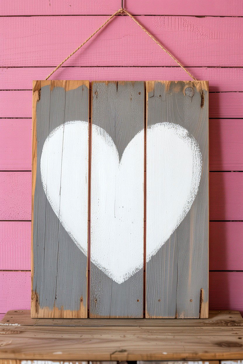 Reclaimed Wood Valentine Sign - 25 Valentine's Day Wood Sign Ideas