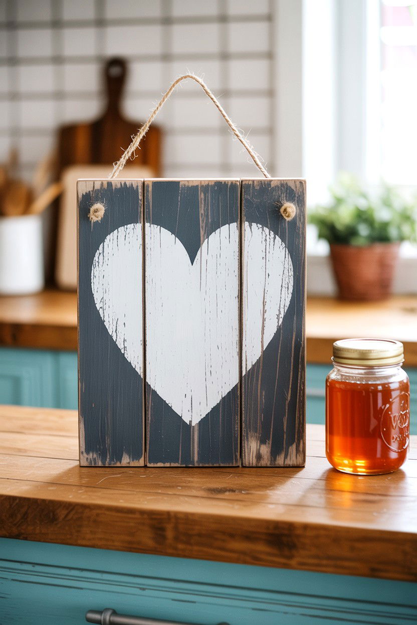 Reclaimed Wood Valentine Sign - 25 Valentine's Day Sign Ideas