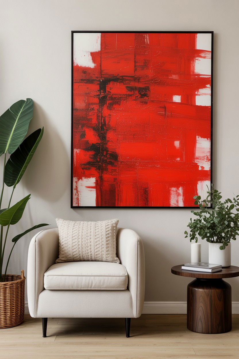 Red Abstract Painting - 25 Modern Valentine's Day Decor Ideas
