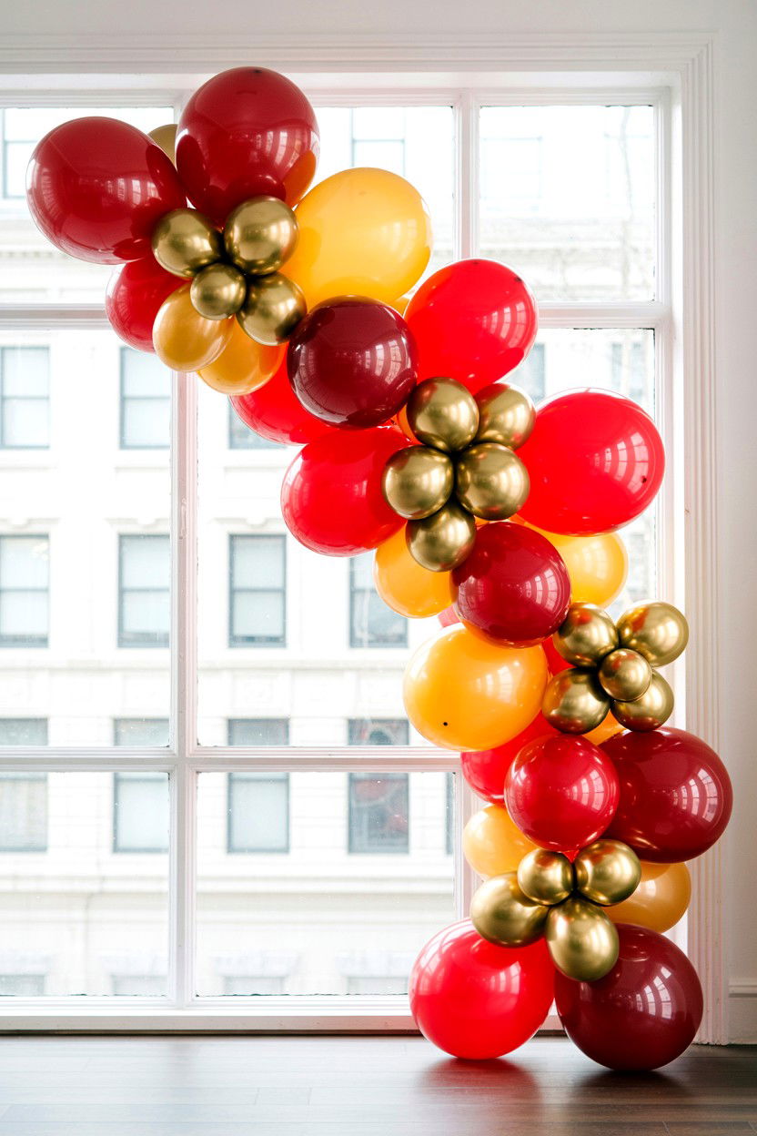 Red And Gold Balloon Garland - 25 Valentine's Day Gold Balloon Ideas