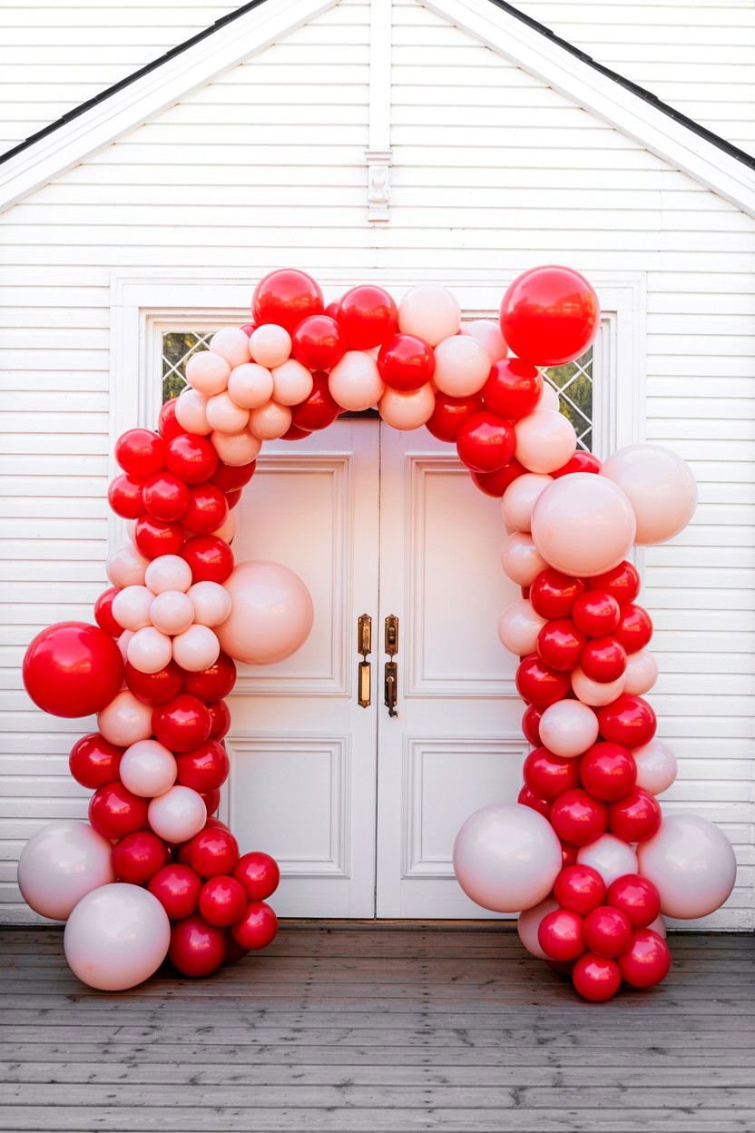 Red And Pink Balloon Arch - 25 Valentine's Day Balloon Surprise Ideas