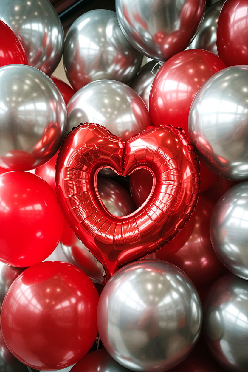 Red And Silver LED Balloon Combo - 25 Valentine's Day LED Balloon Ideas