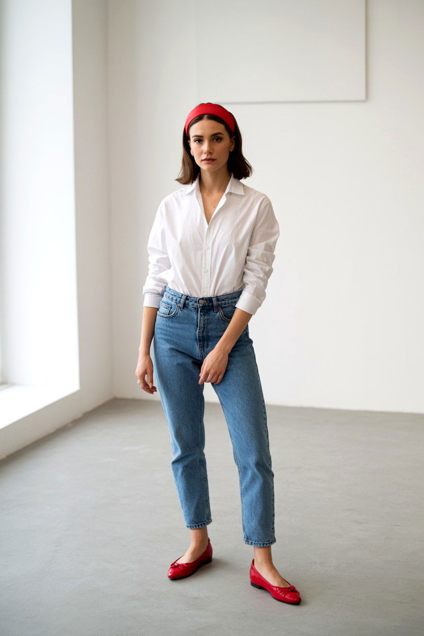 Red Ballet Flats Style - 25 Casual Valentine's Day Outfits