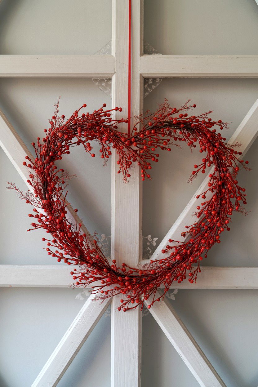 Red Berry Heart Wreath - 25 Red Valentine's Day Wreath Ideas