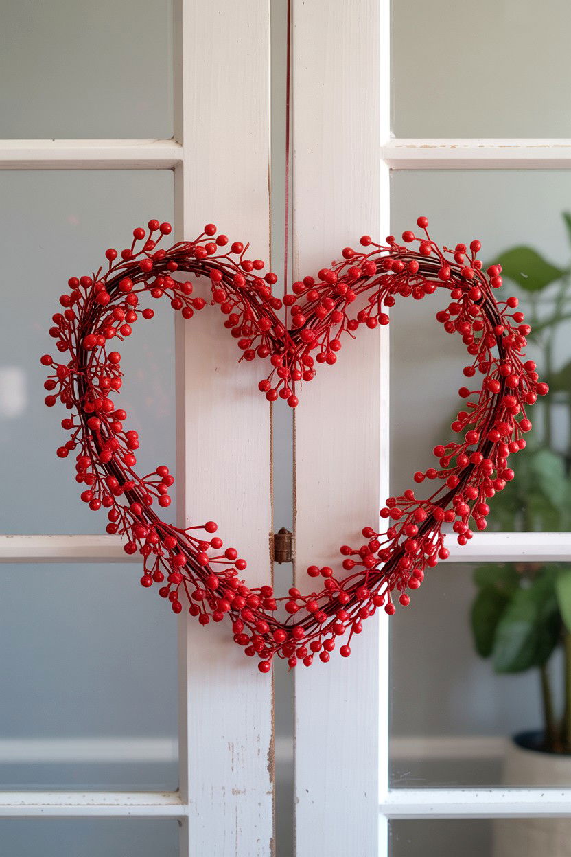 Red Berry Heart - 25 Heart Shaped Wreath Ideas