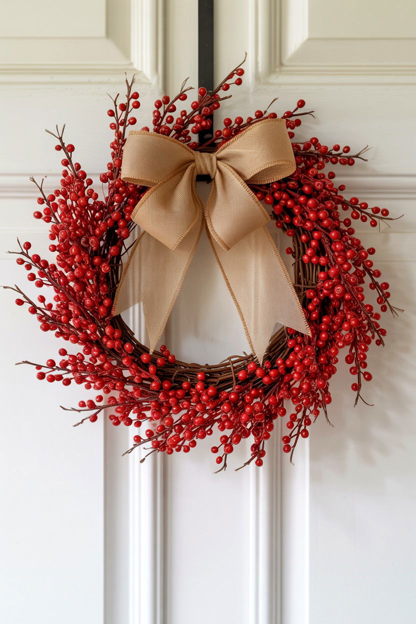 Red Berry Wreath - 25 Valentine's Day Porch Decorating Ideas