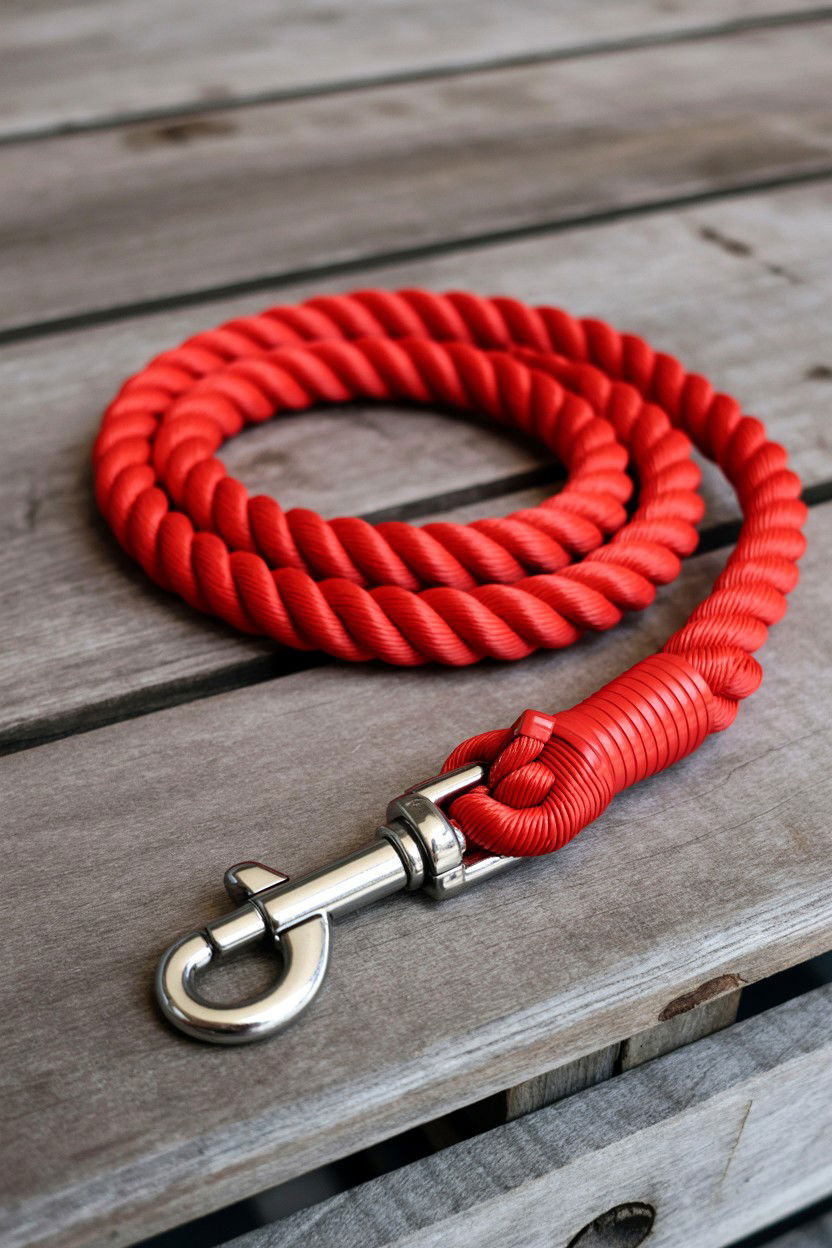 Red Braided Rope Leash - 25 Valentine's Day Pet Leash Ideas
