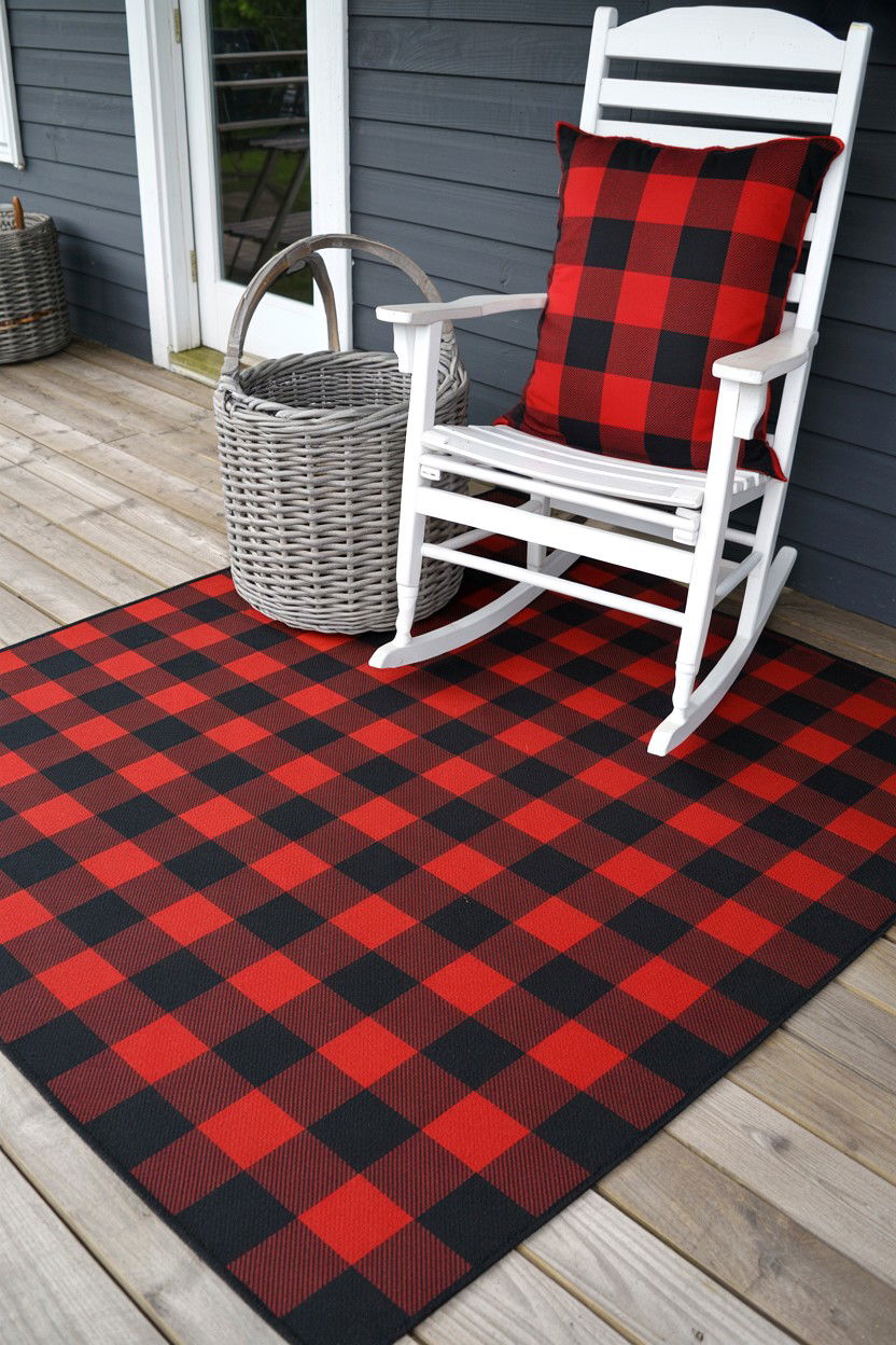 Red Buffalo Plaid Decor - 25 Valentine's Day Front Porch Decor Ideas