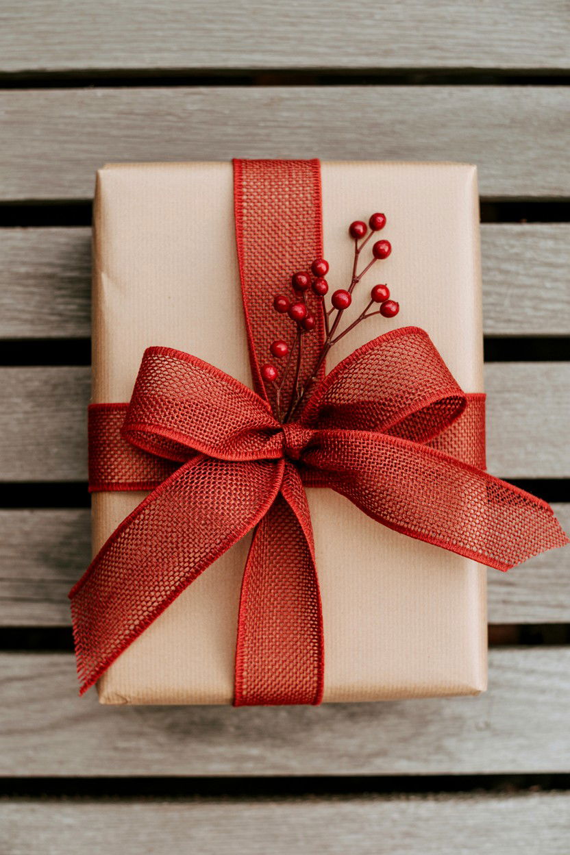 Red Burlap Ribbon - 25 Valentine's Day Gift Wrapping Ideas