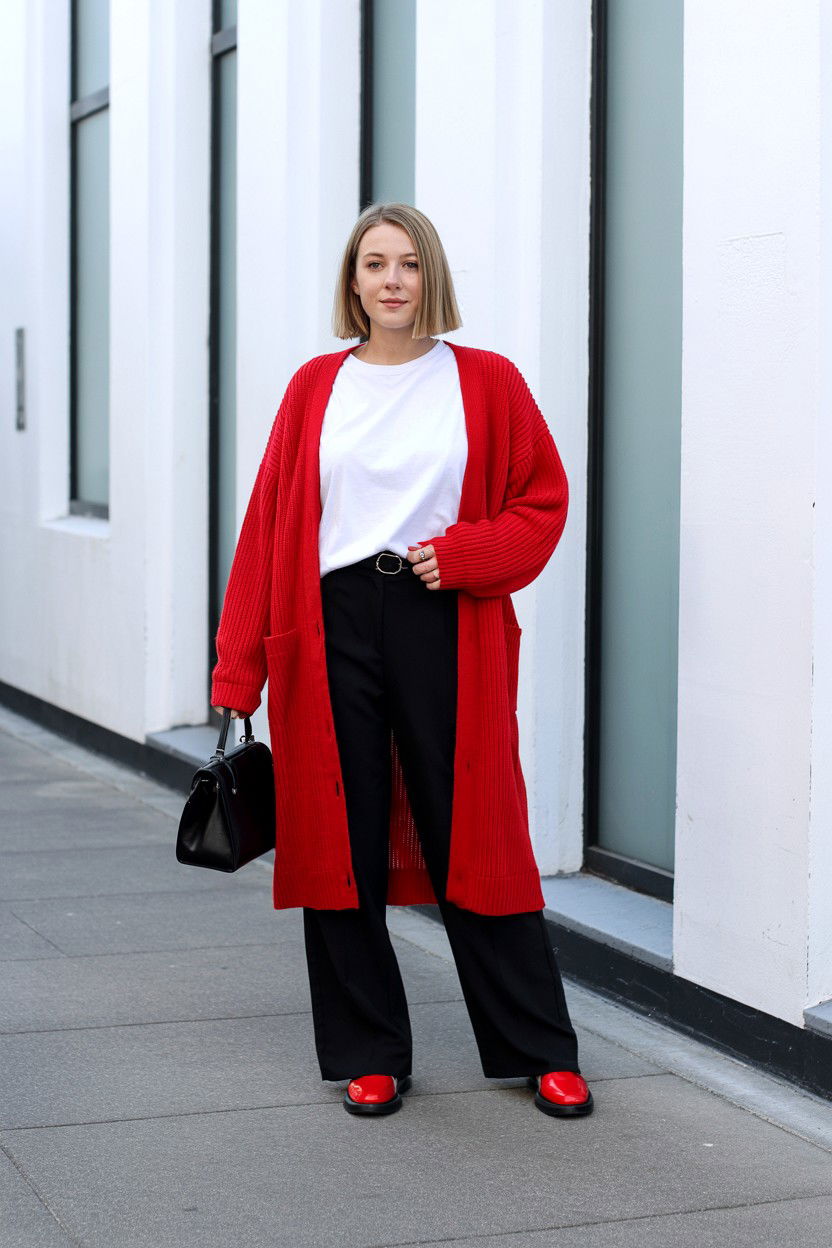 Red Cardigan Outfit - 25 Valentine's Day Work Outfits
