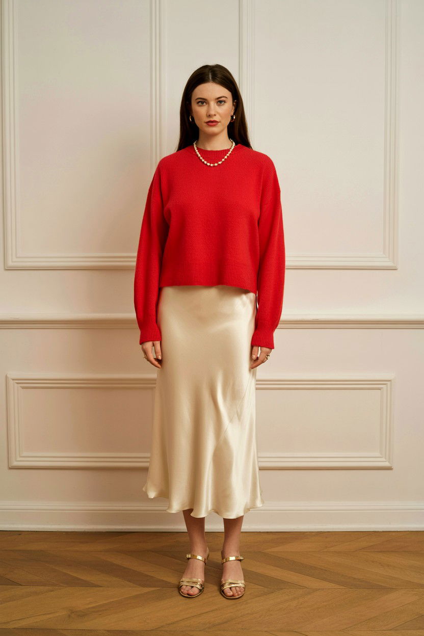 Red Cashmere Sweater - 25 Valentine's Day Sweater Outfits