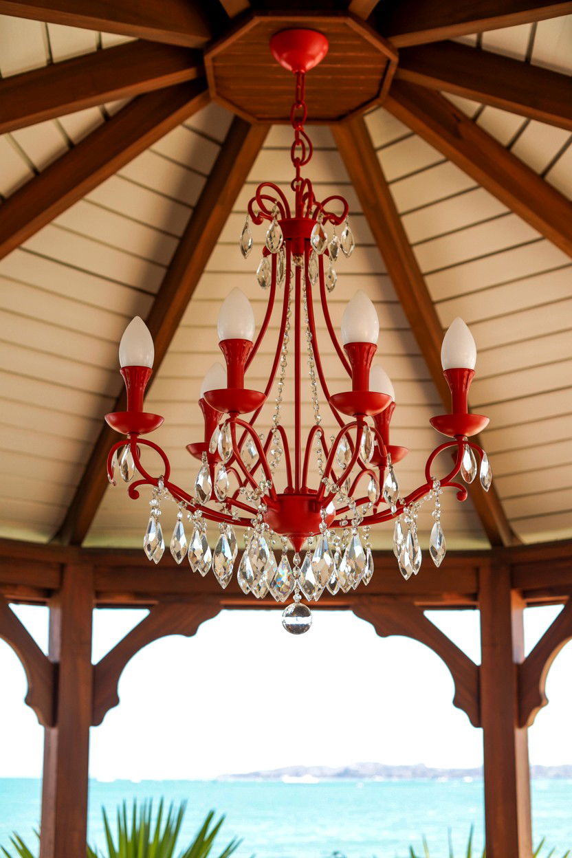 Red Chandelier For Gazebo - 25 Valentine's Day Outdoor Lighting Ideas
