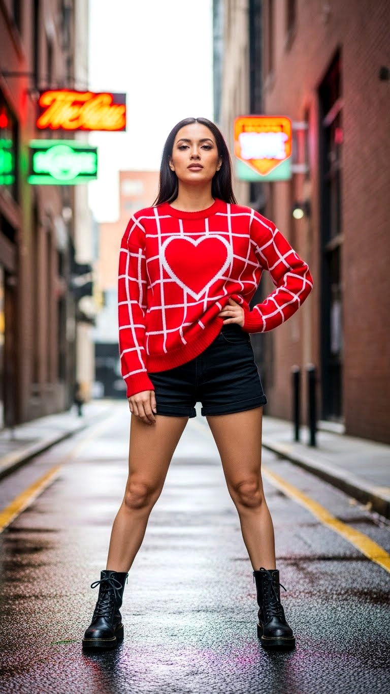 Red Checkerboard Heart Sweater - 25 valentine's day sweater ideas