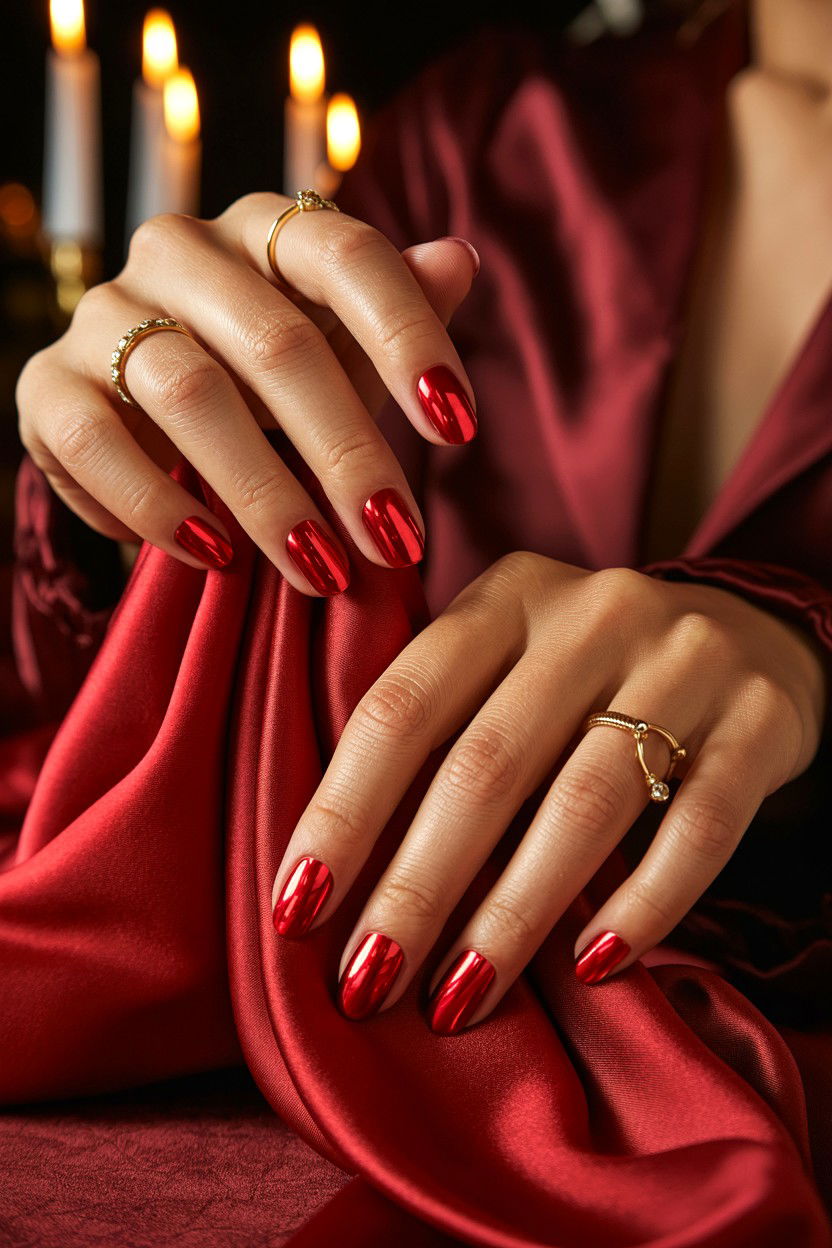 Red Chrome - 25 Chrome Valentine's Day Nail Ideas