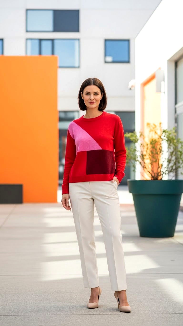 Red Colorblock Knit - 25 valentine's day sweater ideas