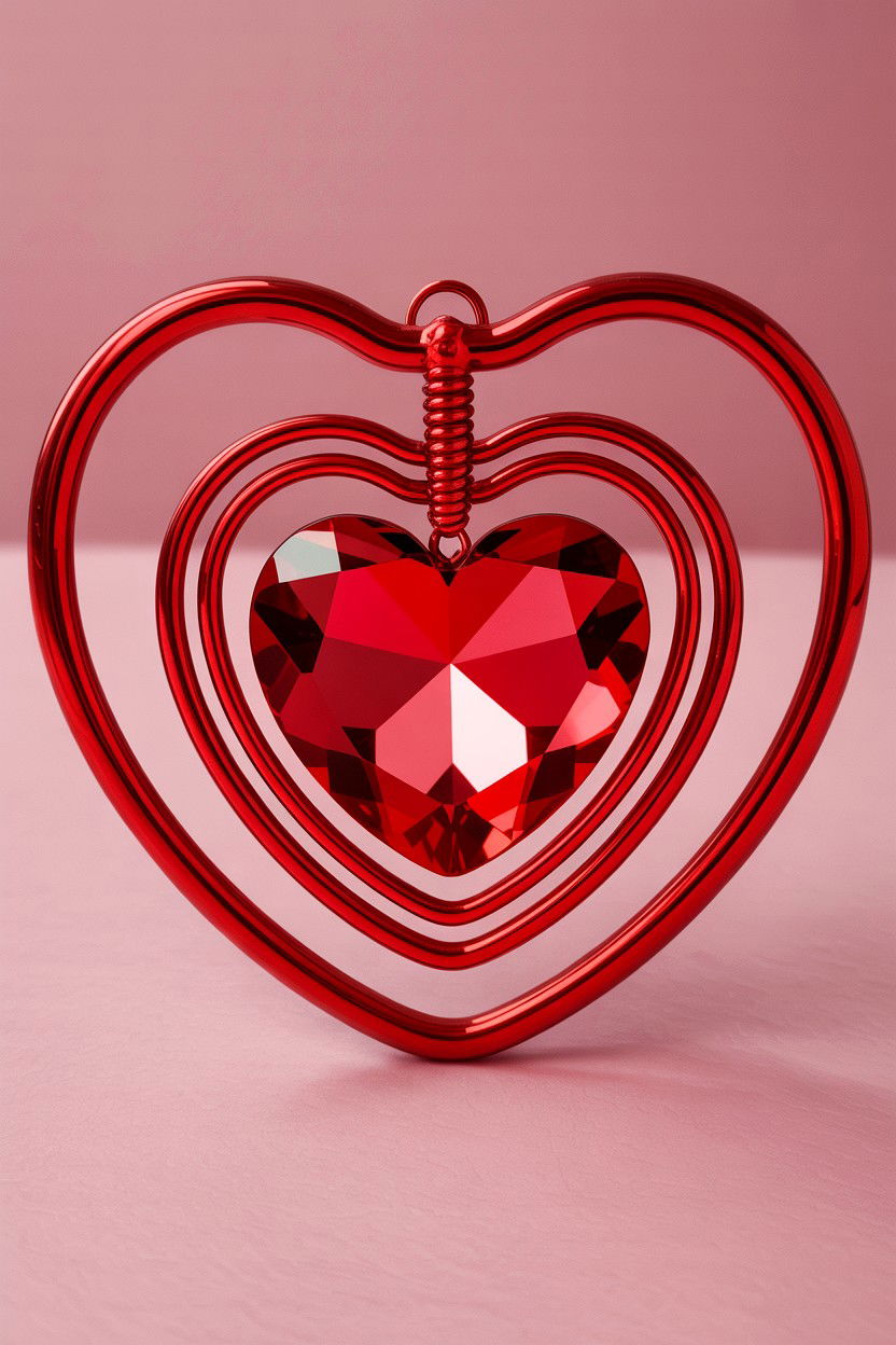Red Crystal Heart Spinner - 25 Valentine's Day Wind Spinner Ideas