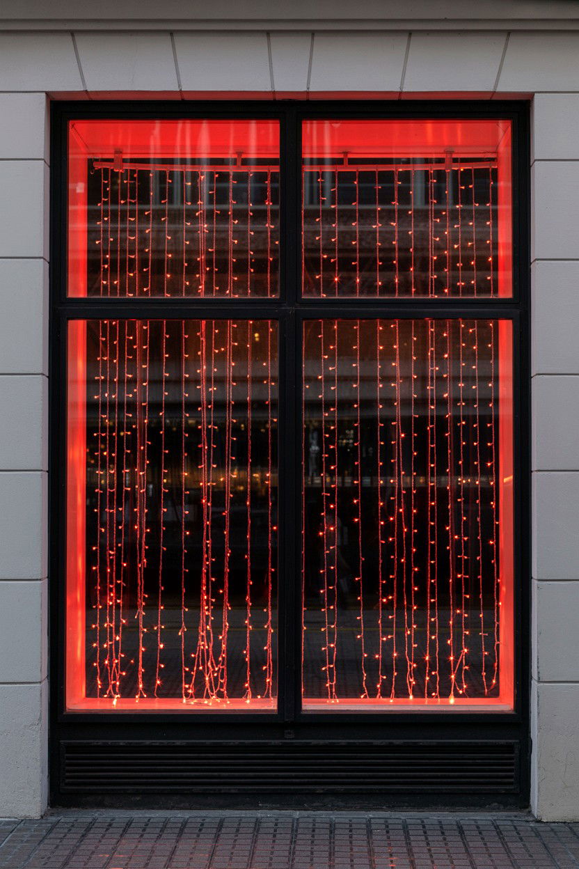 Red Curtain Lights Window - 25 Valentine's Day Outdoor Lighting Ideas